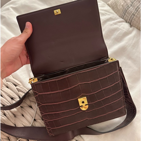 JW PEI | Mini Flap Crossbody in Brown Croc - Picture 7 of 10